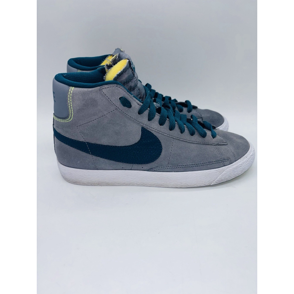 Nike Blazer Mid GS Grey Teal Volt Suede 539992-003 Youth 7Y Womens 8.5